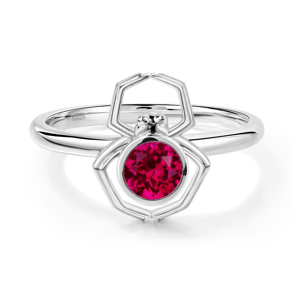 Ruby Bezel Set Spider Ring - LUO Jewelry #metal_sterling silver