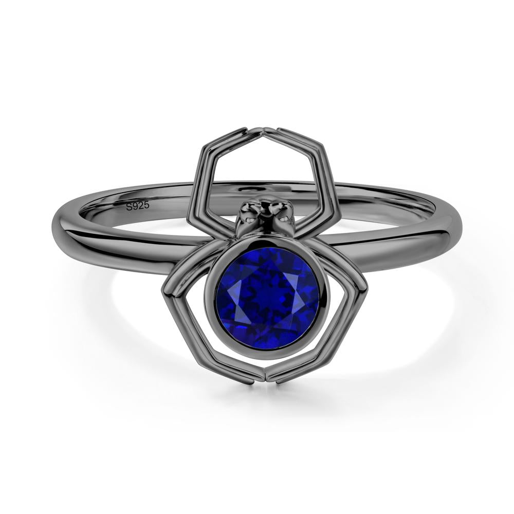 Sapphire Bezel Set Spider Ring - LUO Jewelry #metal_black finish sterling silver