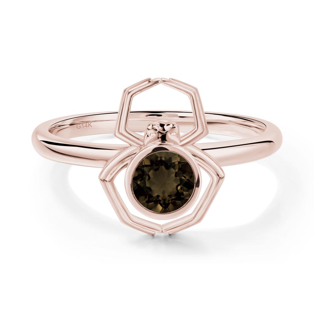 Smoky Quartz Bezel Set Spider Ring - LUO Jewelry #metal_14k rose gold