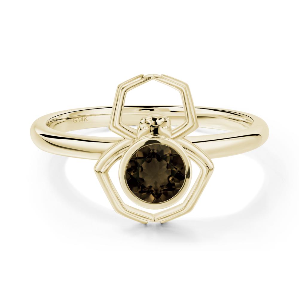 Smoky Quartz Bezel Set Spider Ring - LUO Jewelry #metal_14k yellow gold