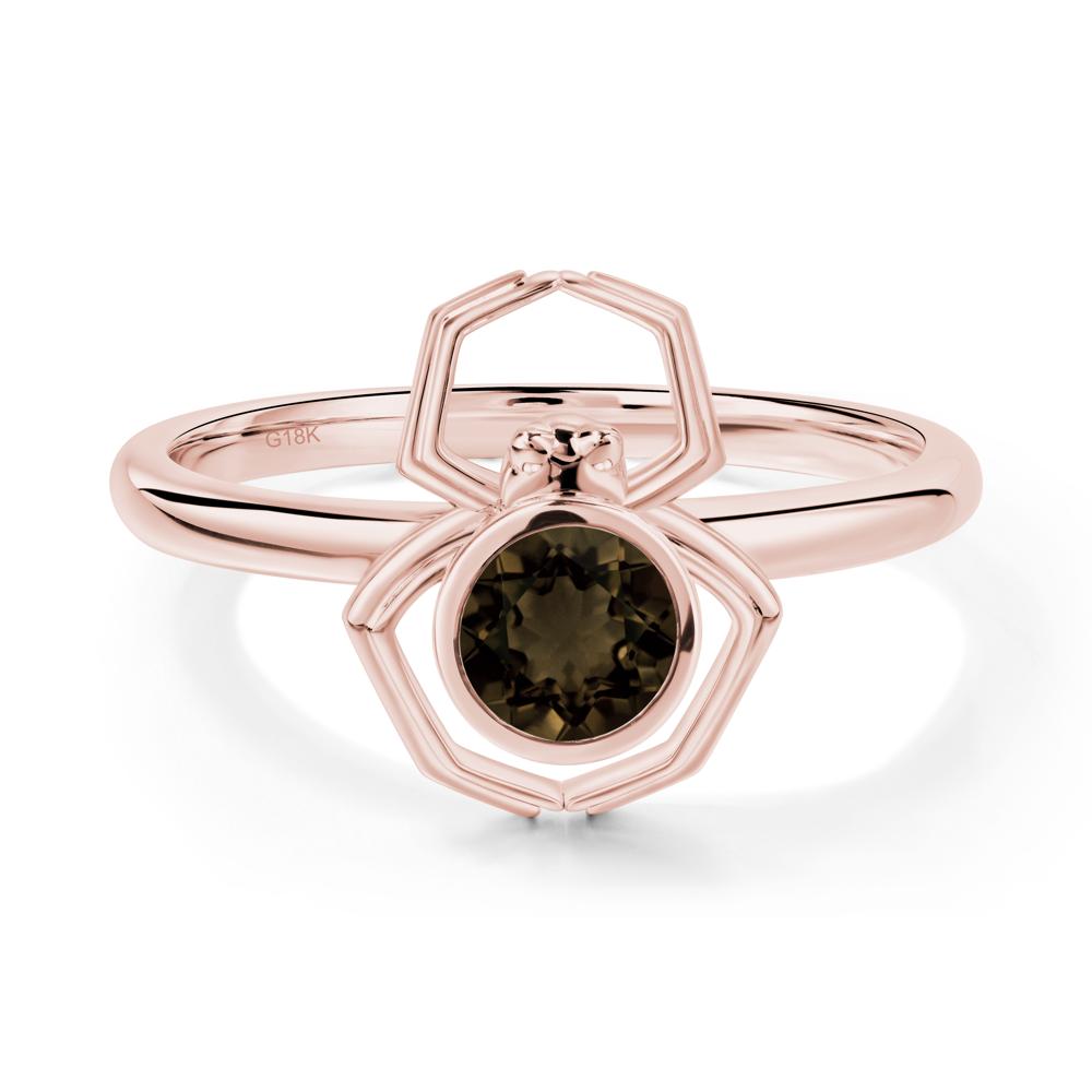 Smoky Quartz Bezel Set Spider Ring - LUO Jewelry #metal_18k rose gold