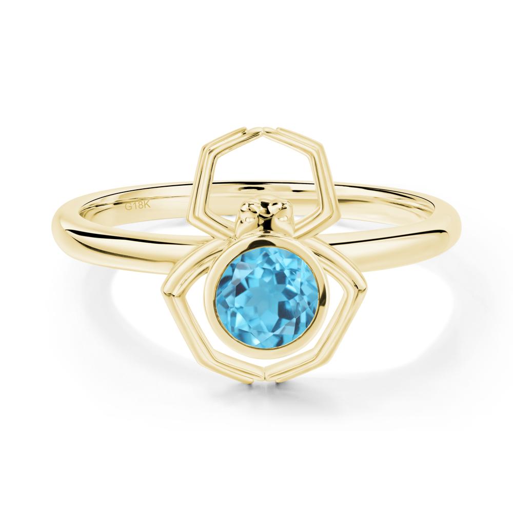 Swiss Blue Topaz Bezel Set Spider Ring - LUO Jewelry #metal_18k yellow gold