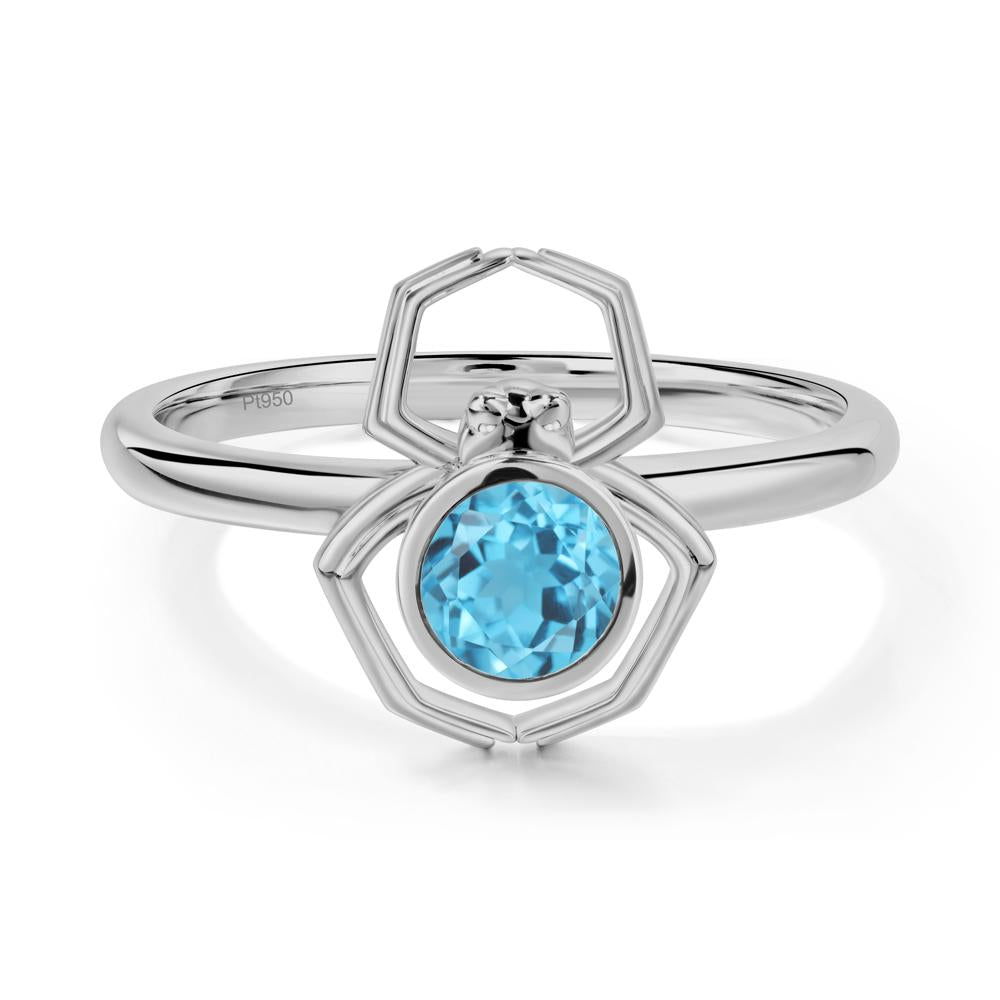 Swiss Blue Topaz Bezel Set Spider Ring - LUO Jewelry #metal_platinum