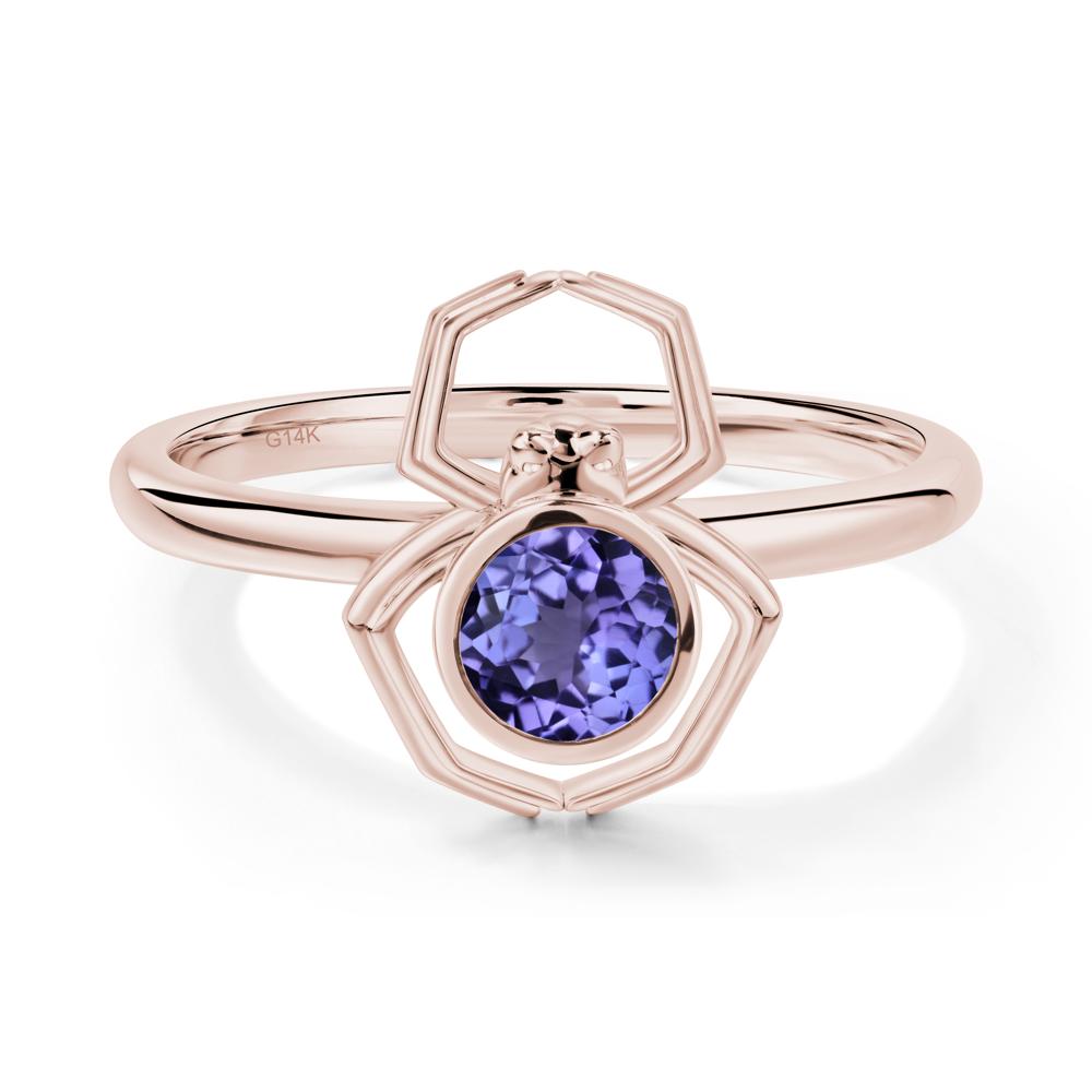 Tanzanite Bezel Set Spider Ring - LUO Jewelry #metal_14k rose gold