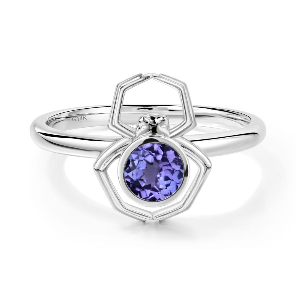 Tanzanite Bezel Set Spider Ring - LUO Jewelry #metal_14k white gold