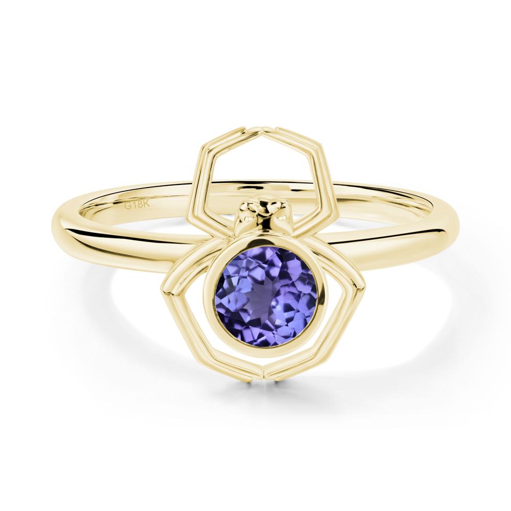 Tanzanite Bezel Set Spider Ring - LUO Jewelry #metal_18k yellow gold