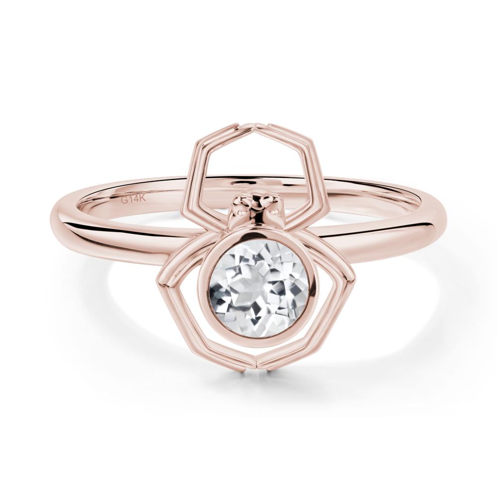 White Topaz Bezel Set Spider Ring - LUO Jewelry #metal_14k rose gold
