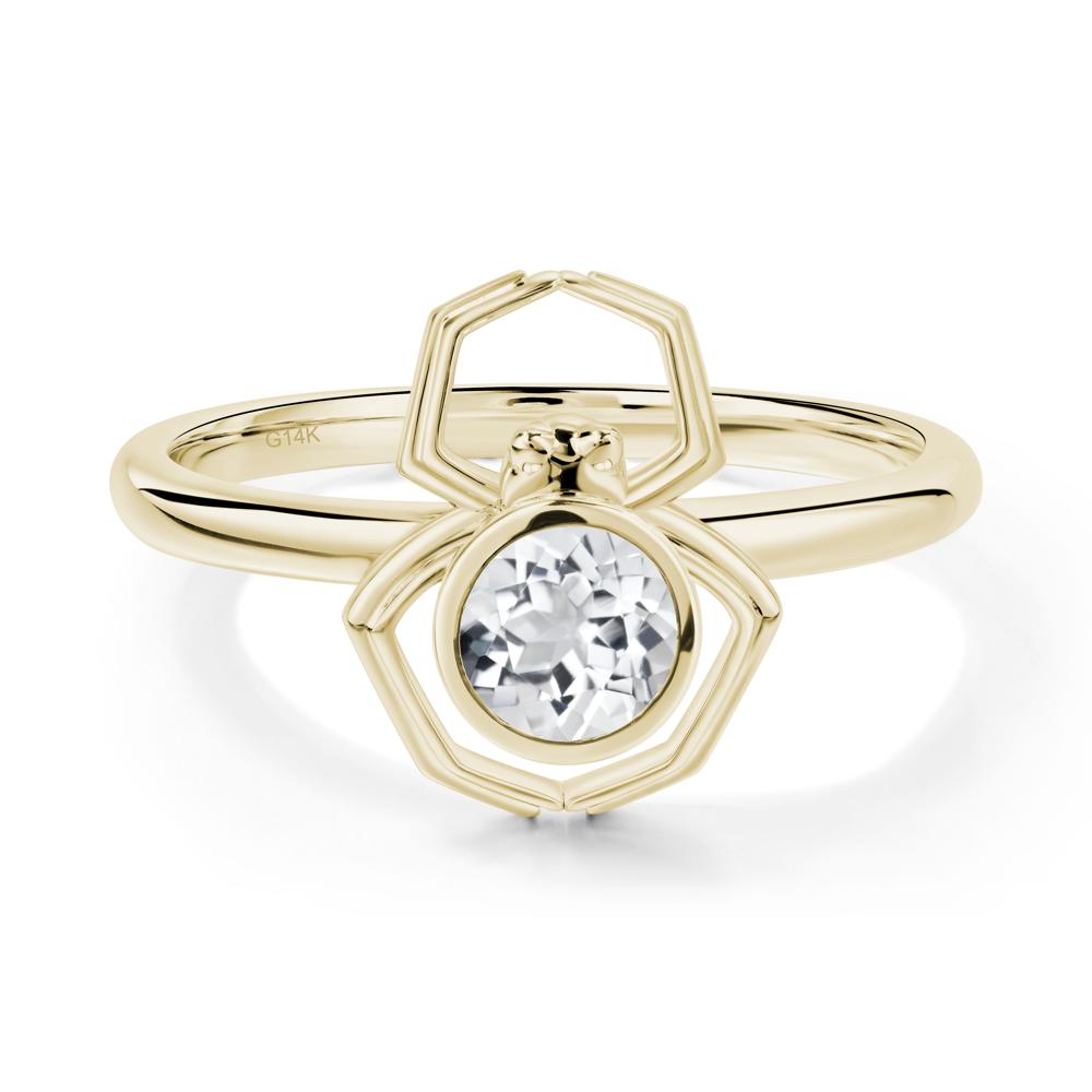 White Topaz Bezel Set Spider Ring - LUO Jewelry #metal_14k yellow gold