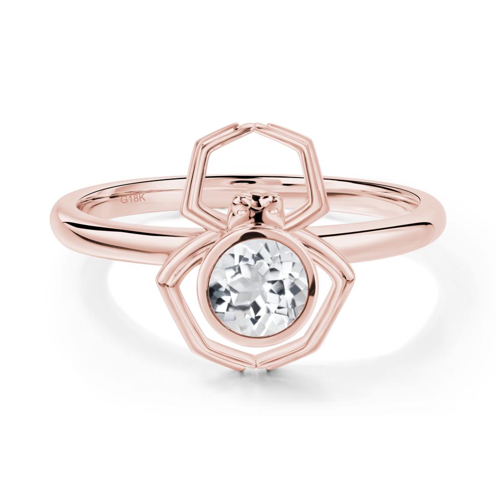 White Topaz Bezel Set Spider Ring - LUO Jewelry #metal_18k rose gold