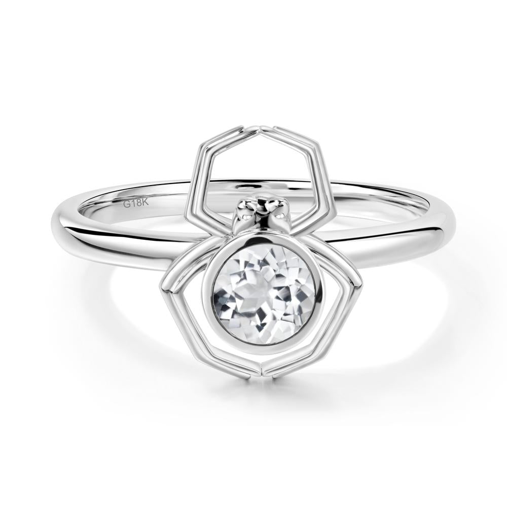 White Topaz Bezel Set Spider Ring - LUO Jewelry #metal_18k white gold