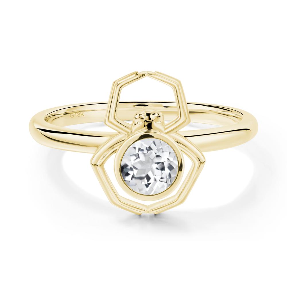 White Topaz Bezel Set Spider Ring - LUO Jewelry #metal_18k yellow gold