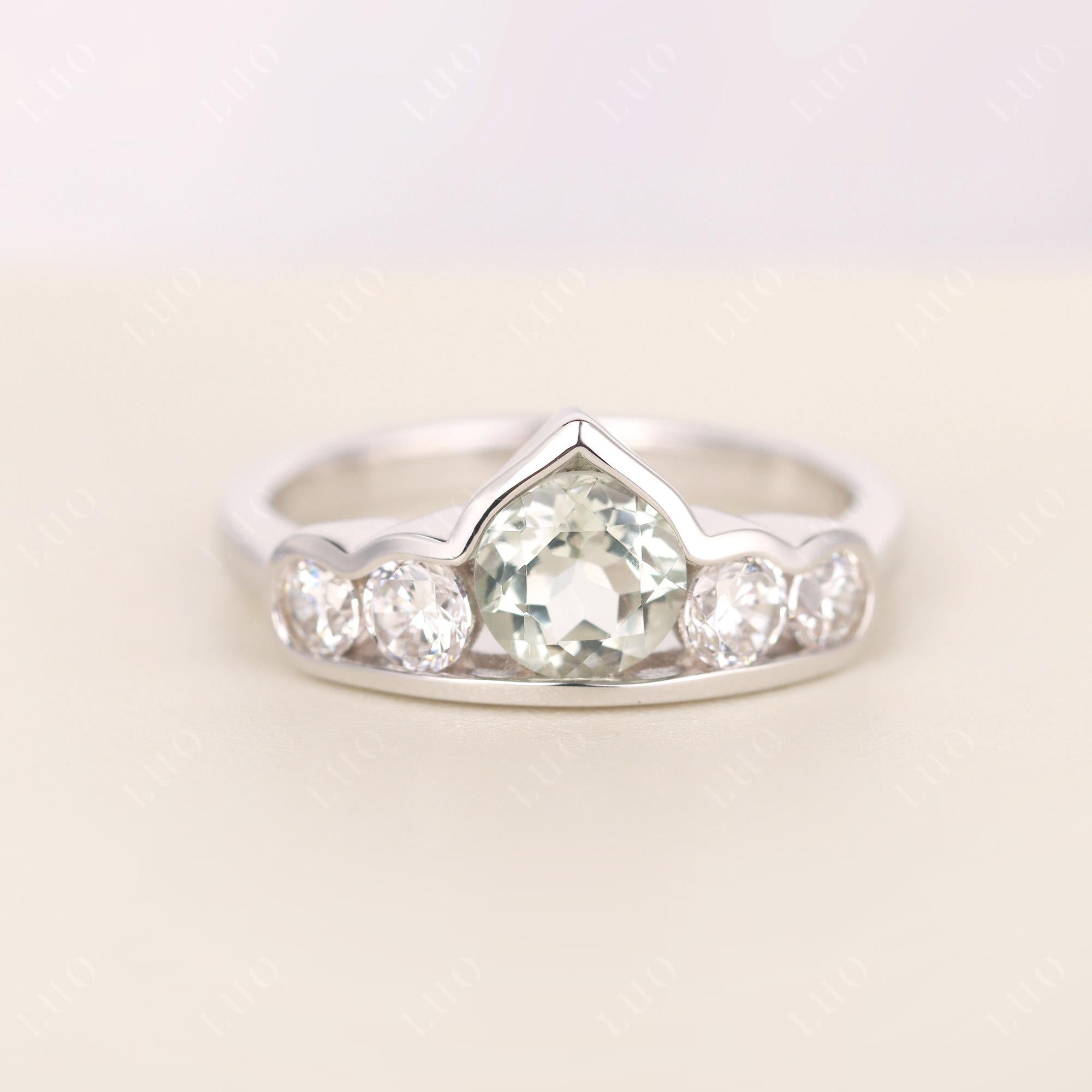 Vintage Green Amethyst Cluster Ring Yellow Gold - LUO Jewelry