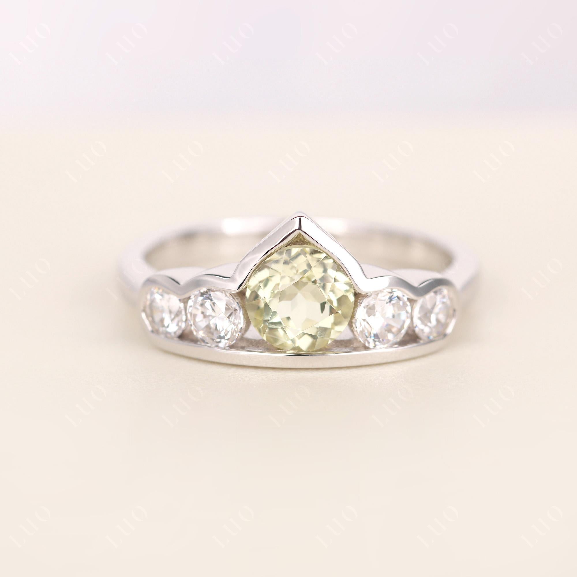 Vintage Lemon Quartz Cluster Ring Yellow Gold - LUO Jewelry