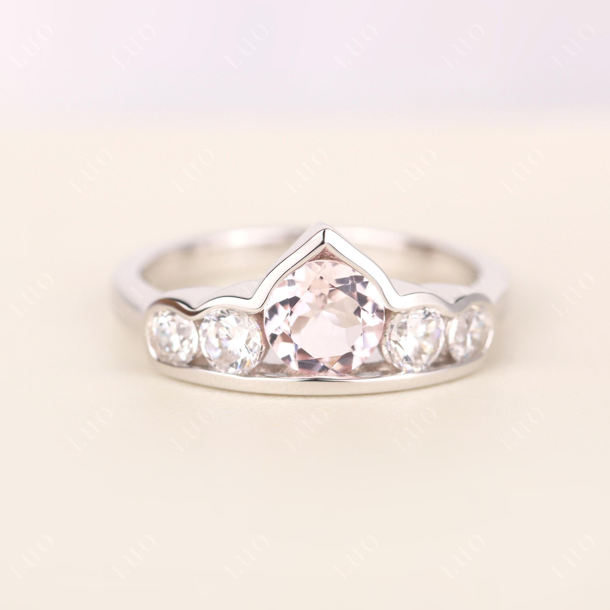 Vintage Morganite Cluster Ring Yellow Gold - LUO Jewelry