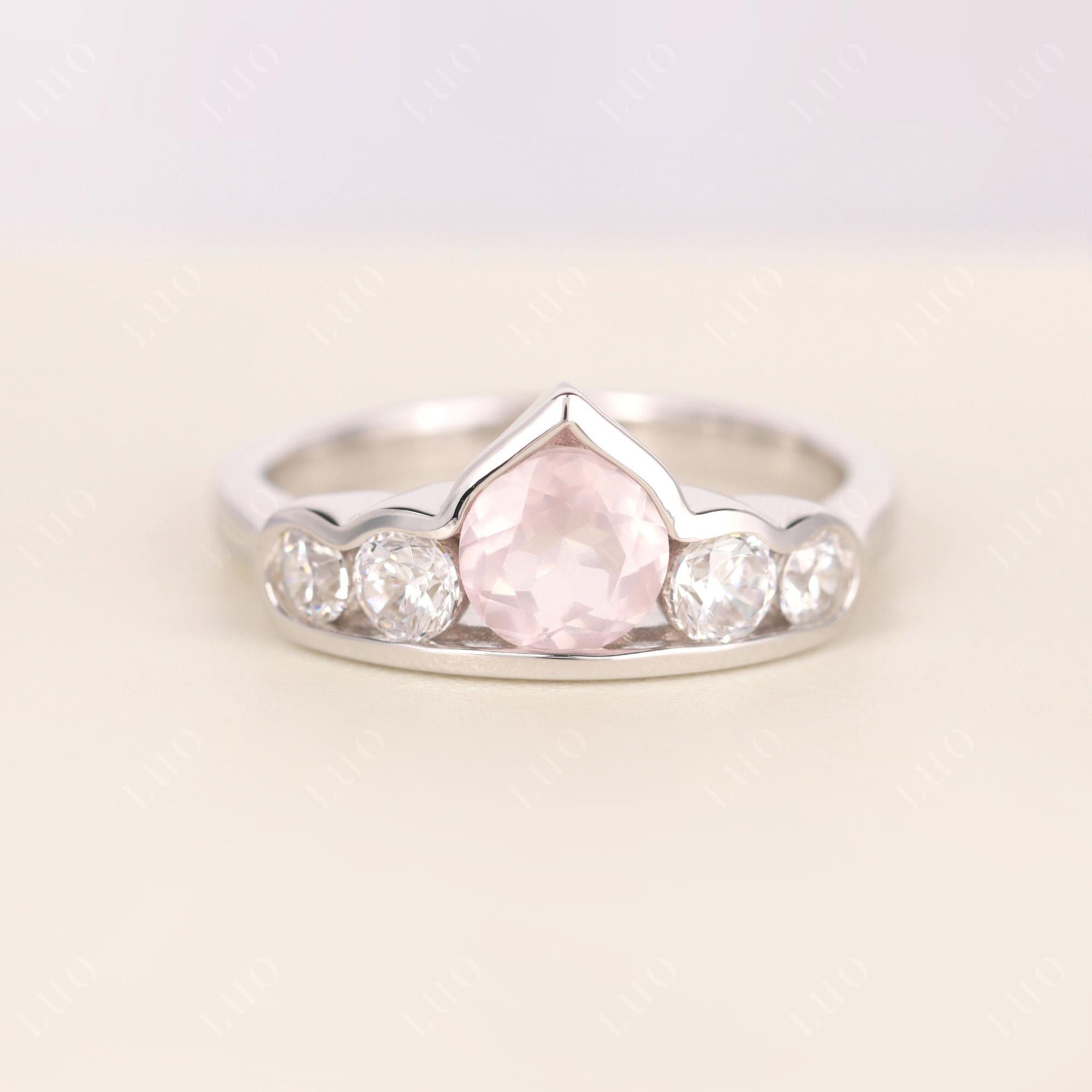 Vintage Rose Quartz Cluster Ring Yellow Gold - LUO Jewelry