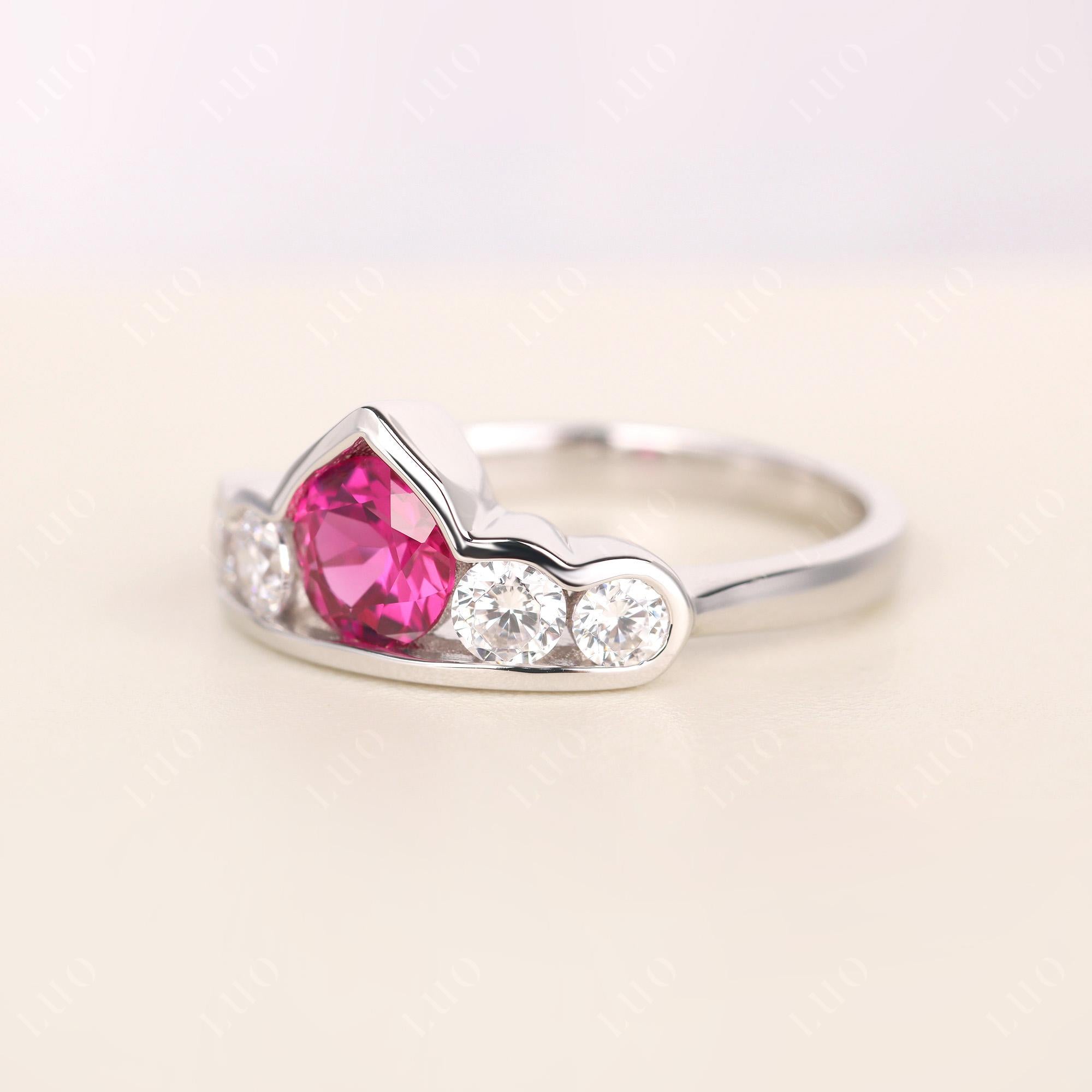 Vintage Ruby Cluster Ring Yellow Gold - LUO Jewelry