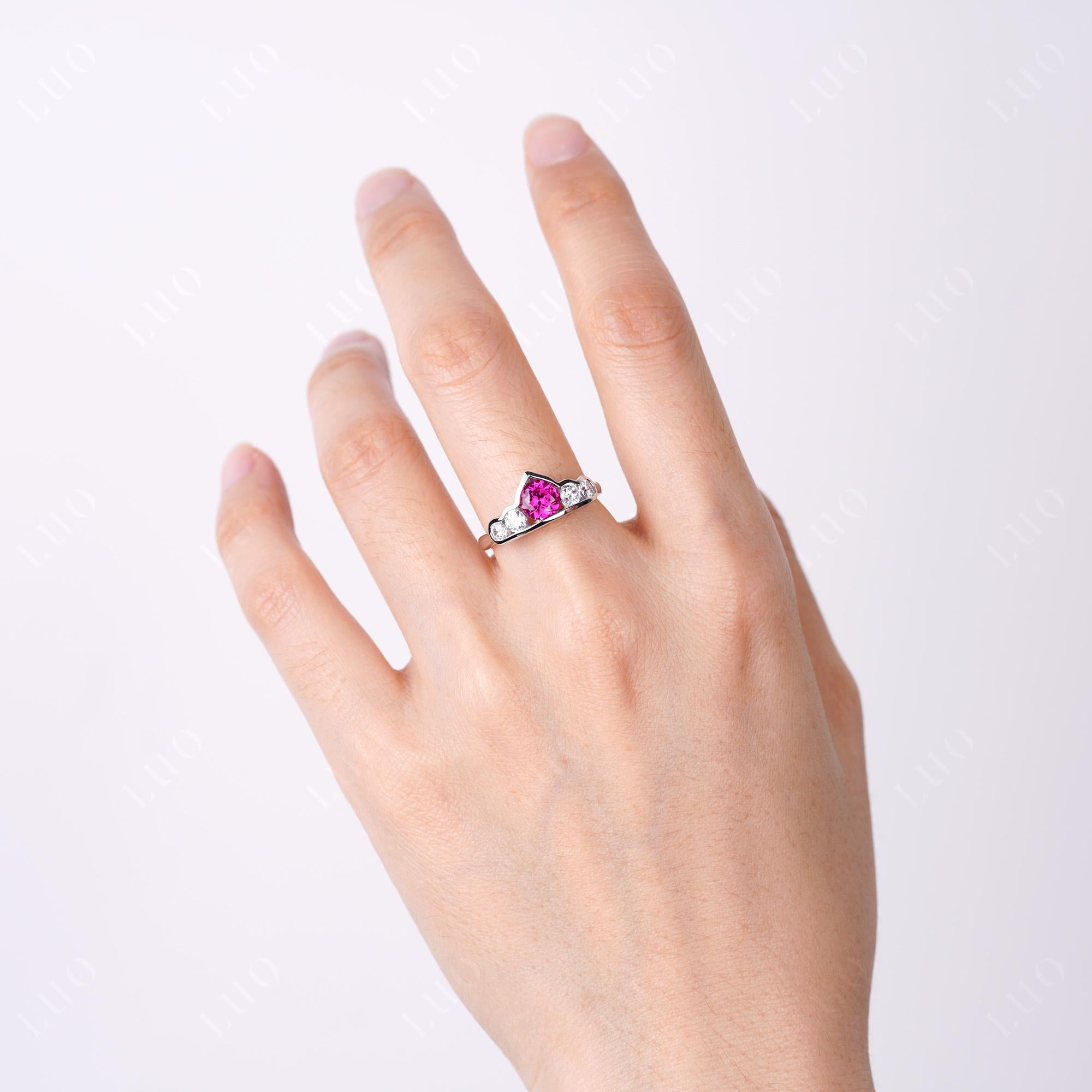 Vintage Ruby Cluster Ring Yellow Gold - LUO Jewelry