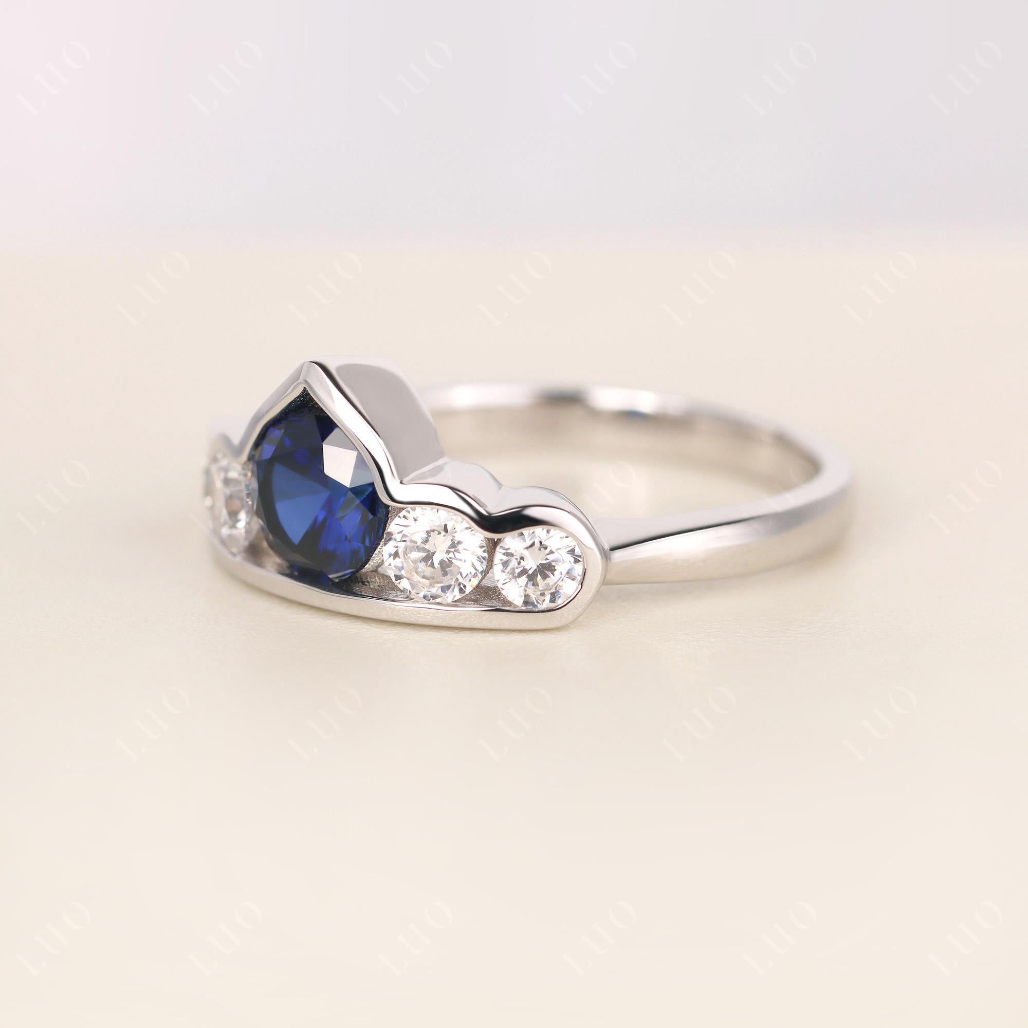 Vintage Lab Sapphire Cluster Ring Yellow Gold - LUO Jewelry