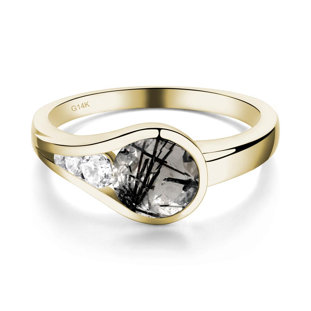 Black Rutilated Quartz Rupert's Drop Ring - LUO Jewelry #metal_14k yellow gold