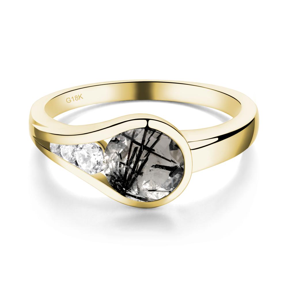 Black Rutilated Quartz Rupert's Drop Ring - LUO Jewelry #metal_18k yellow gold