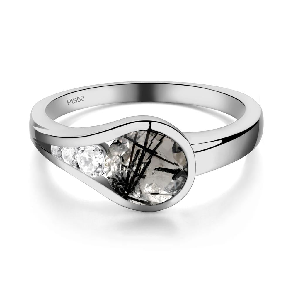 Black Rutilated Quartz Rupert's Drop Ring - LUO Jewelry #metal_platinum