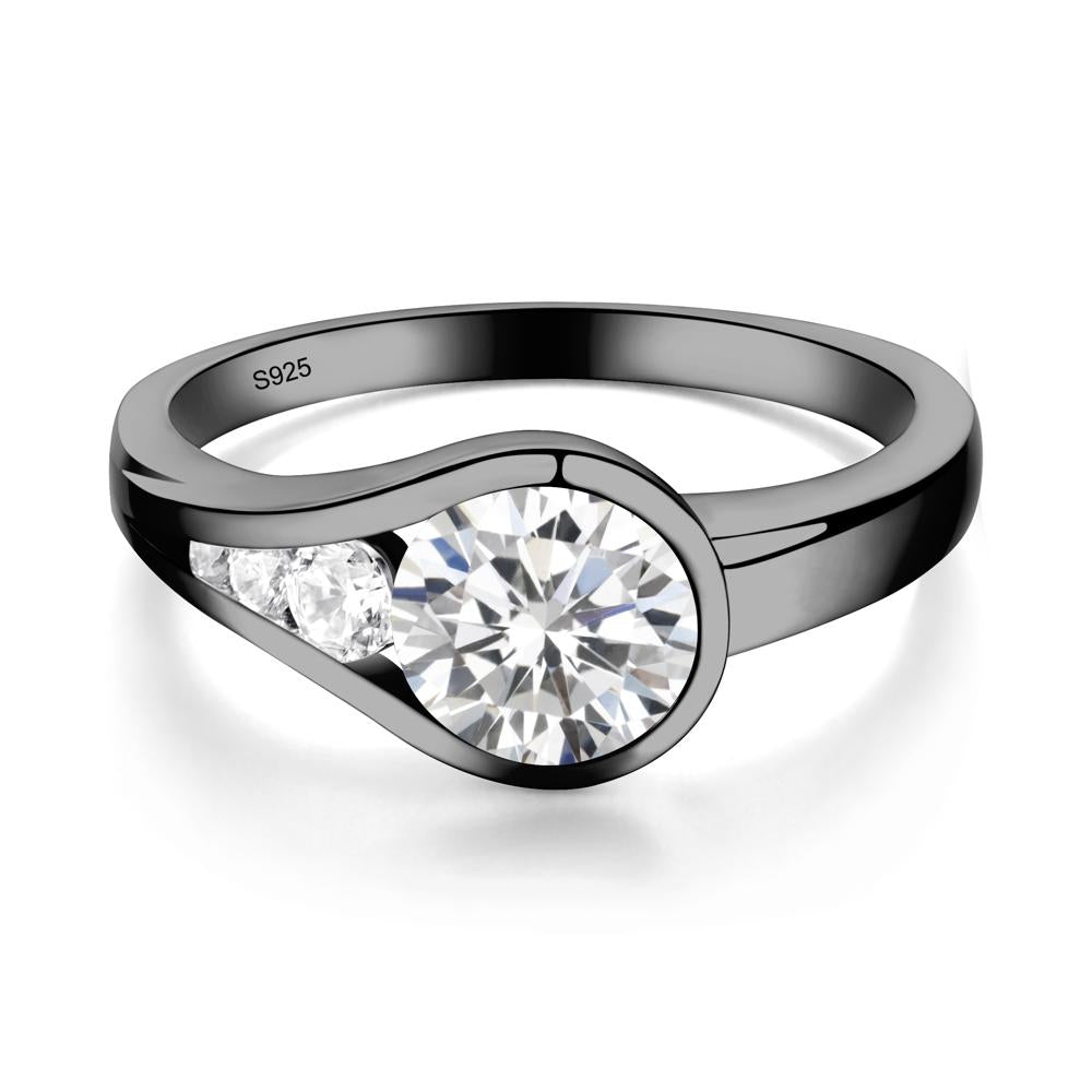 Cubic Zirconia Rupert's Drop Ring - LUO Jewelry #metal_black finish sterling silver