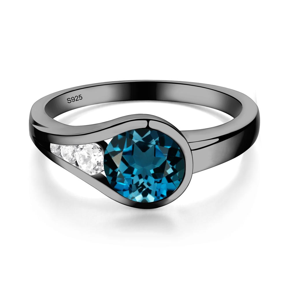 London Blue Topaz Rupert's Drop Ring - LUO Jewelry #metal_black finish sterling silver