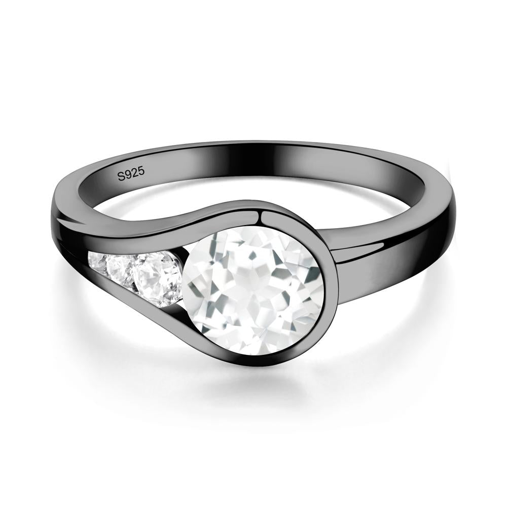 White Topaz Rupert's Drop Ring - LUO Jewelry #metal_black finish sterling silver
