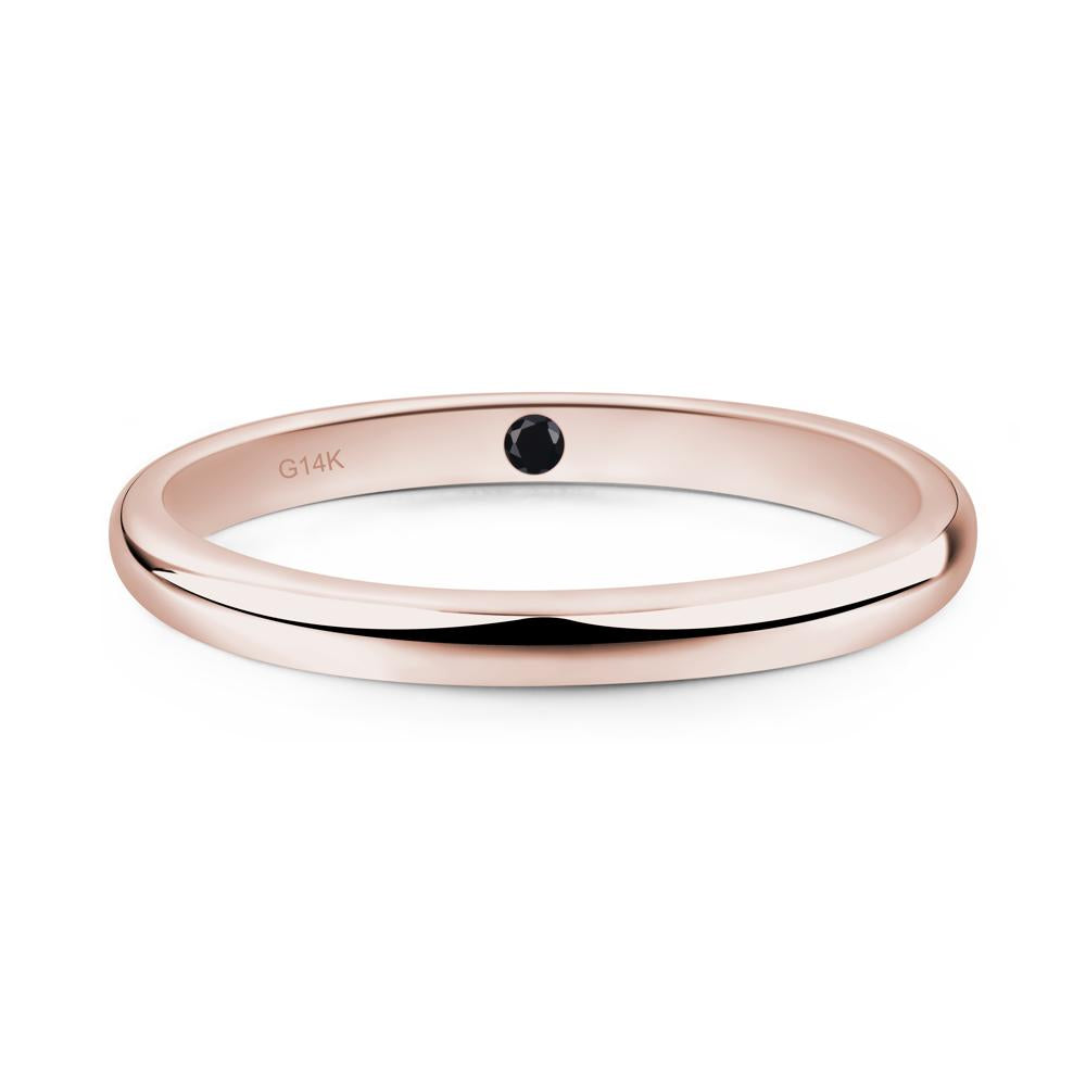 Black Spinel Plain Band Ring - LUO Jewelry #metal_14k rose gold