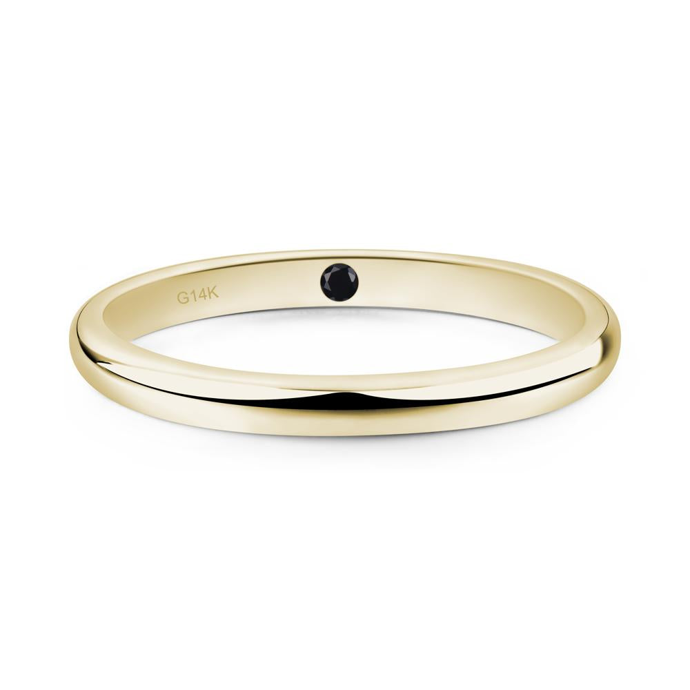 Black Spinel Plain Band Ring - LUO Jewelry #metal_14k yellow gold