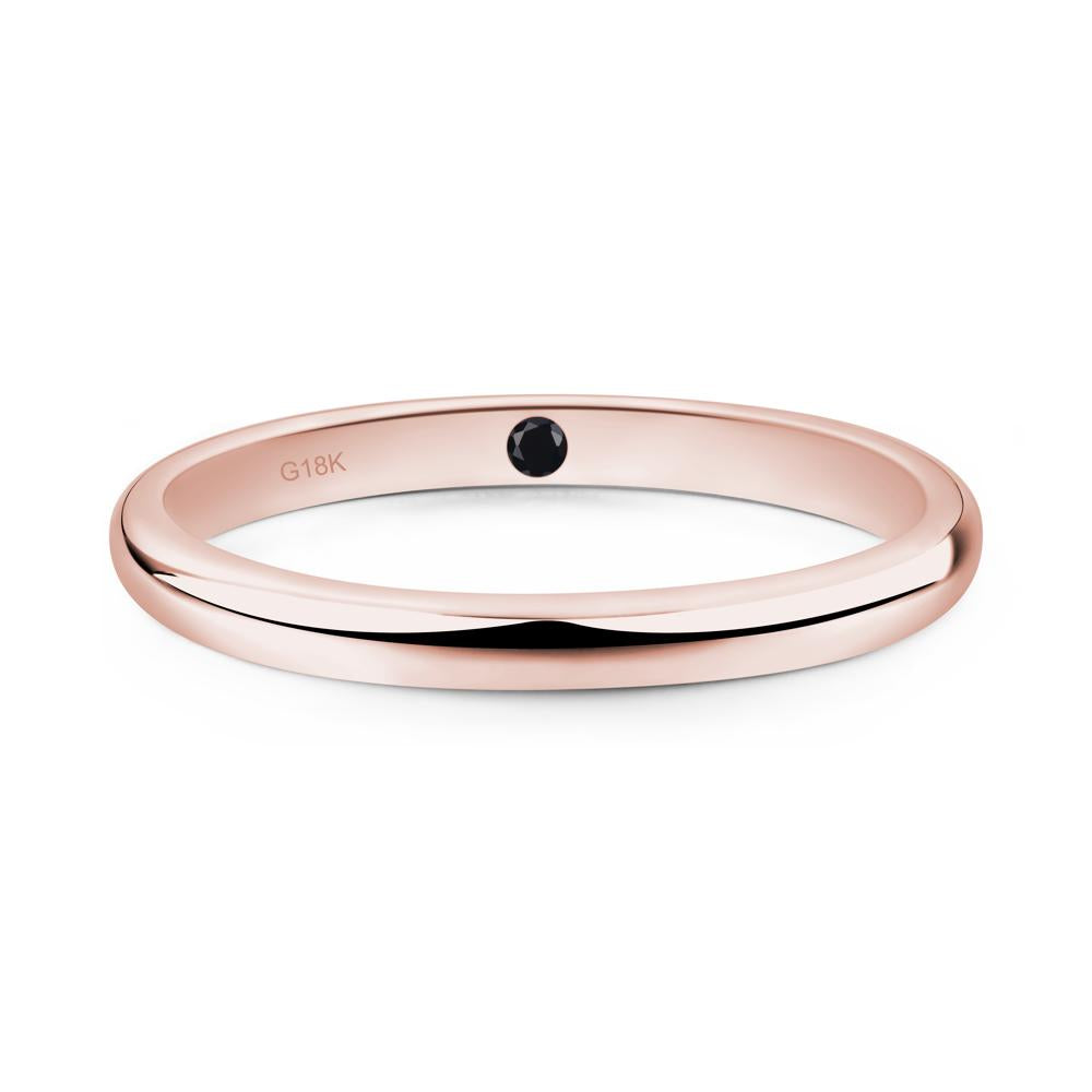 Black Spinel Plain Band Ring - LUO Jewelry #metal_18k rose gold