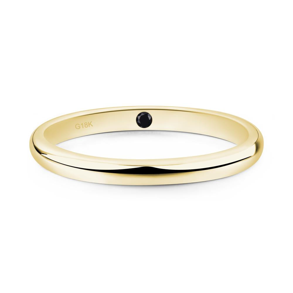 Black Spinel Plain Band Ring - LUO Jewelry #metal_18k yellow gold