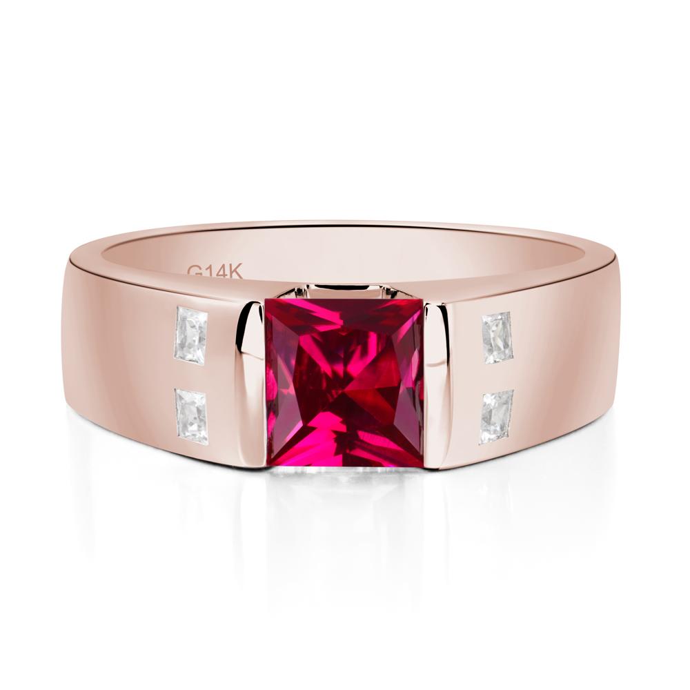 Princess Cut Ruby Ring for Men LUO