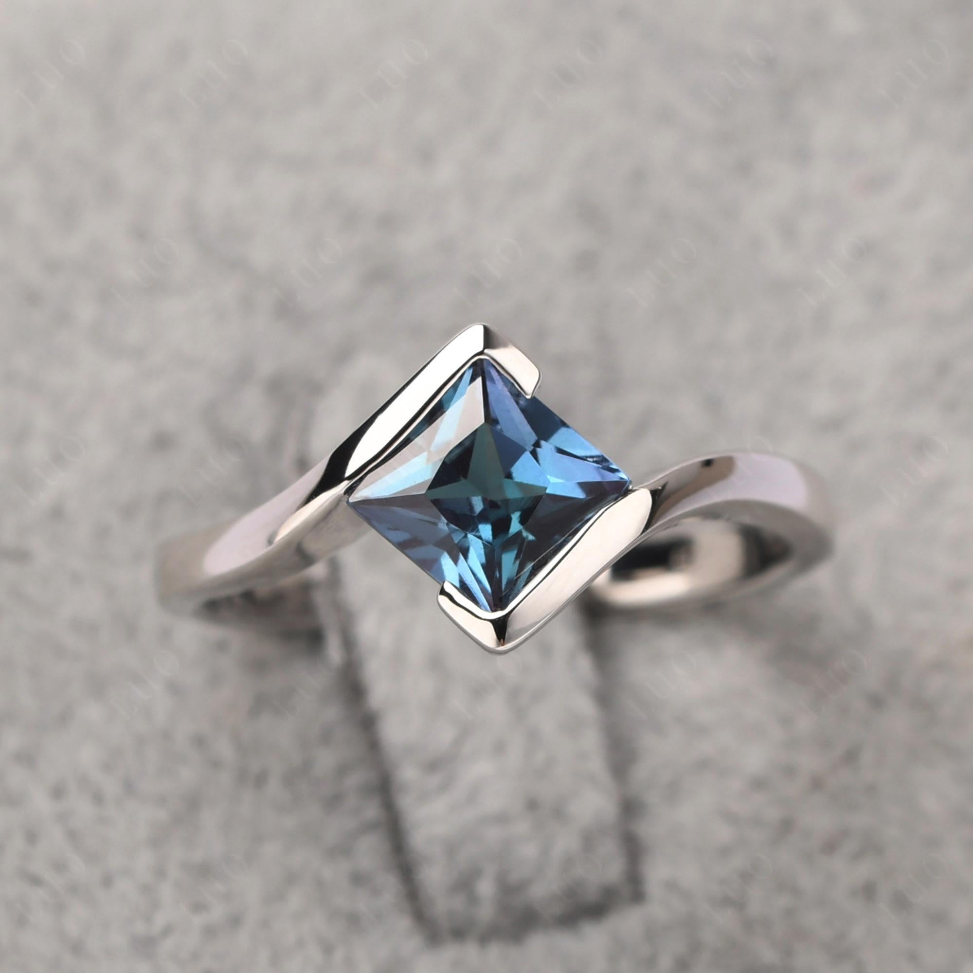 Princess Cut Alexandrite Bypass Ring - LUO Jewelry