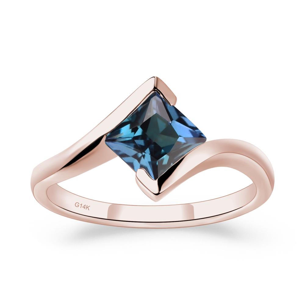 Princess Cut Alexandrite Bypass Ring - LUO Jewelry #metal_14k rose gold