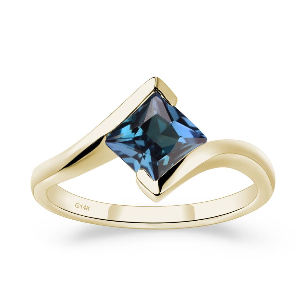 Princess Cut Alexandrite Bypass Ring - LUO Jewelry #metal_14k yellow gold
