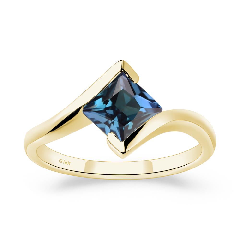 Princess Cut Alexandrite Bypass Ring - LUO Jewelry #metal_18k yellow gold