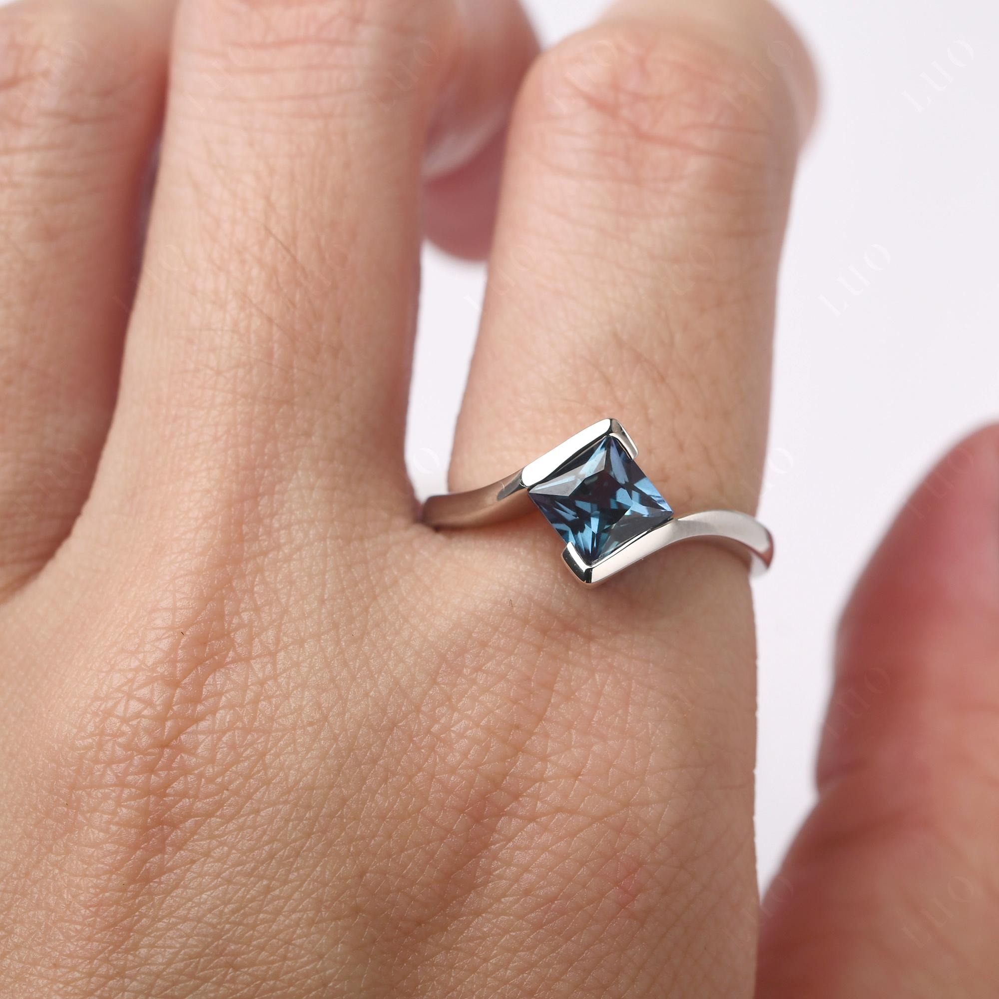 Princess Cut Alexandrite Bypass Ring - LUO Jewelry