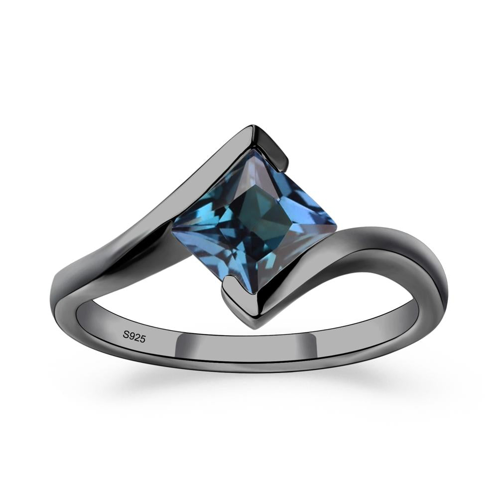 Princess Cut Alexandrite Bypass Ring - LUO Jewelry #metal_black finish sterling silver