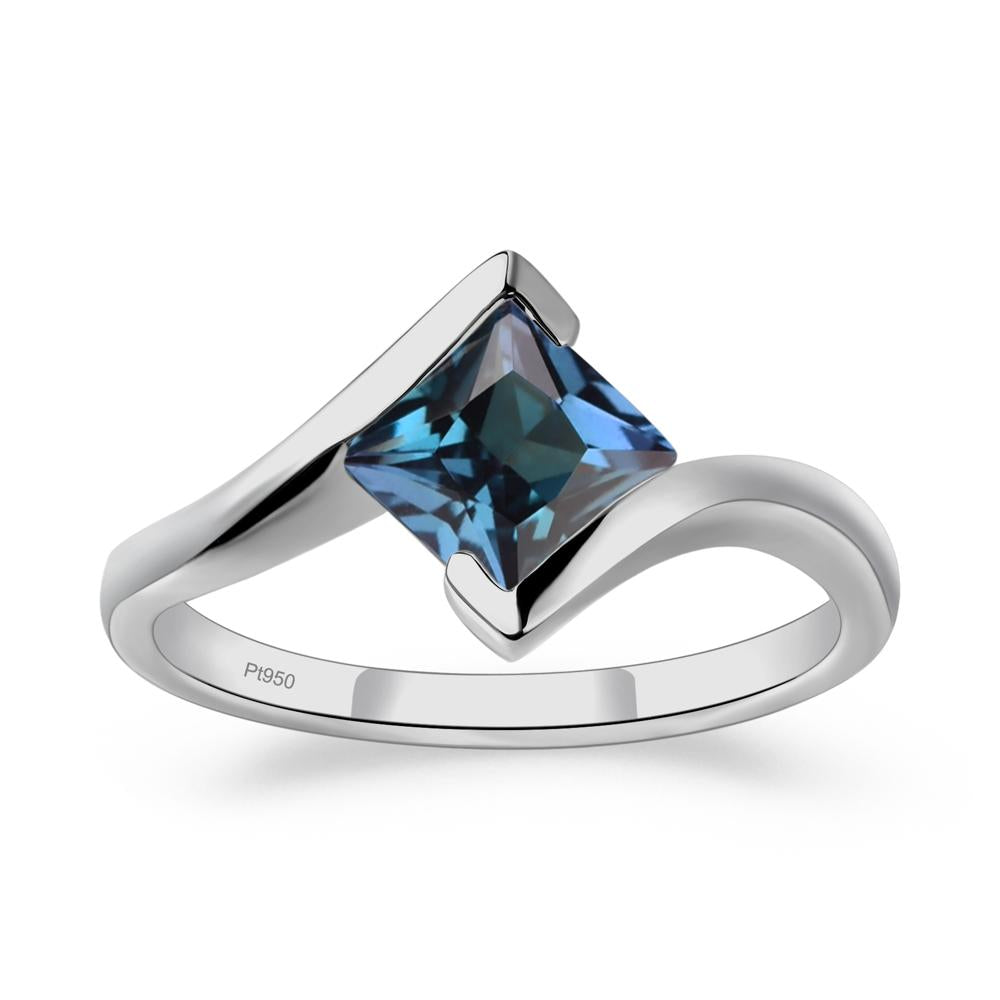 Princess Cut Alexandrite Bypass Ring - LUO Jewelry #metal_platinum