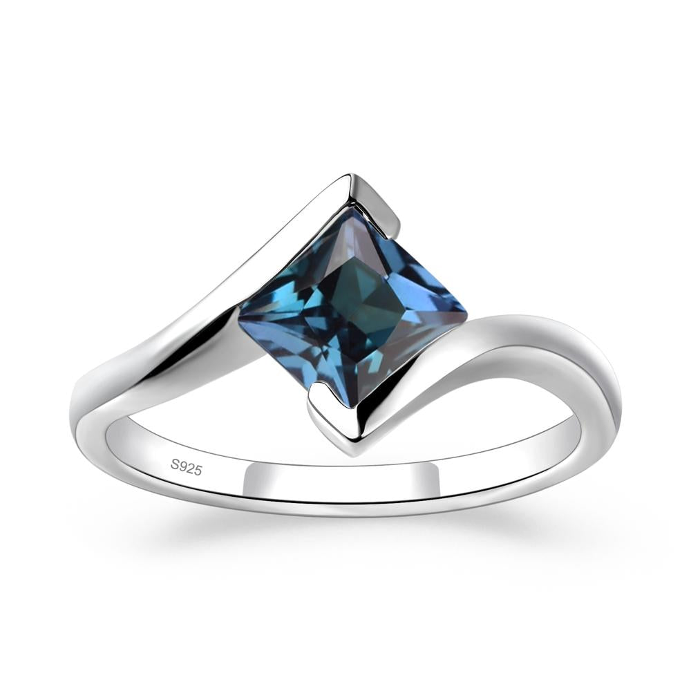 Princess Cut Alexandrite Bypass Ring - LUO Jewelry #metal_sterling silver