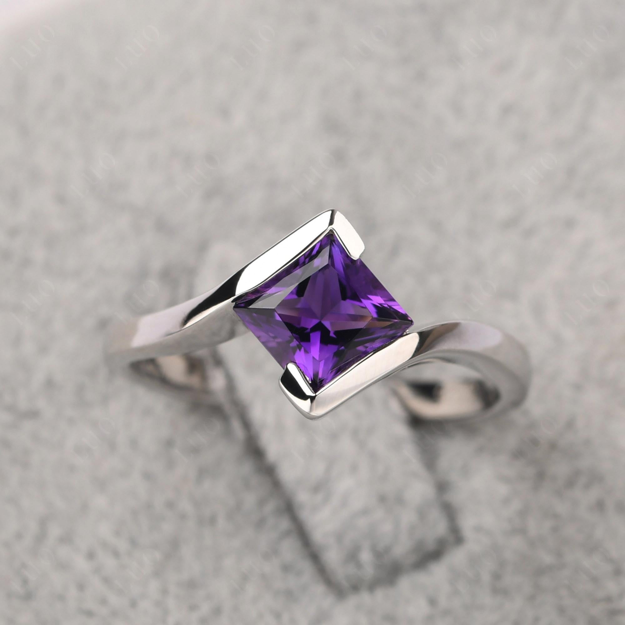 Amethyst Tension Setting Ring - LUO Jewelry