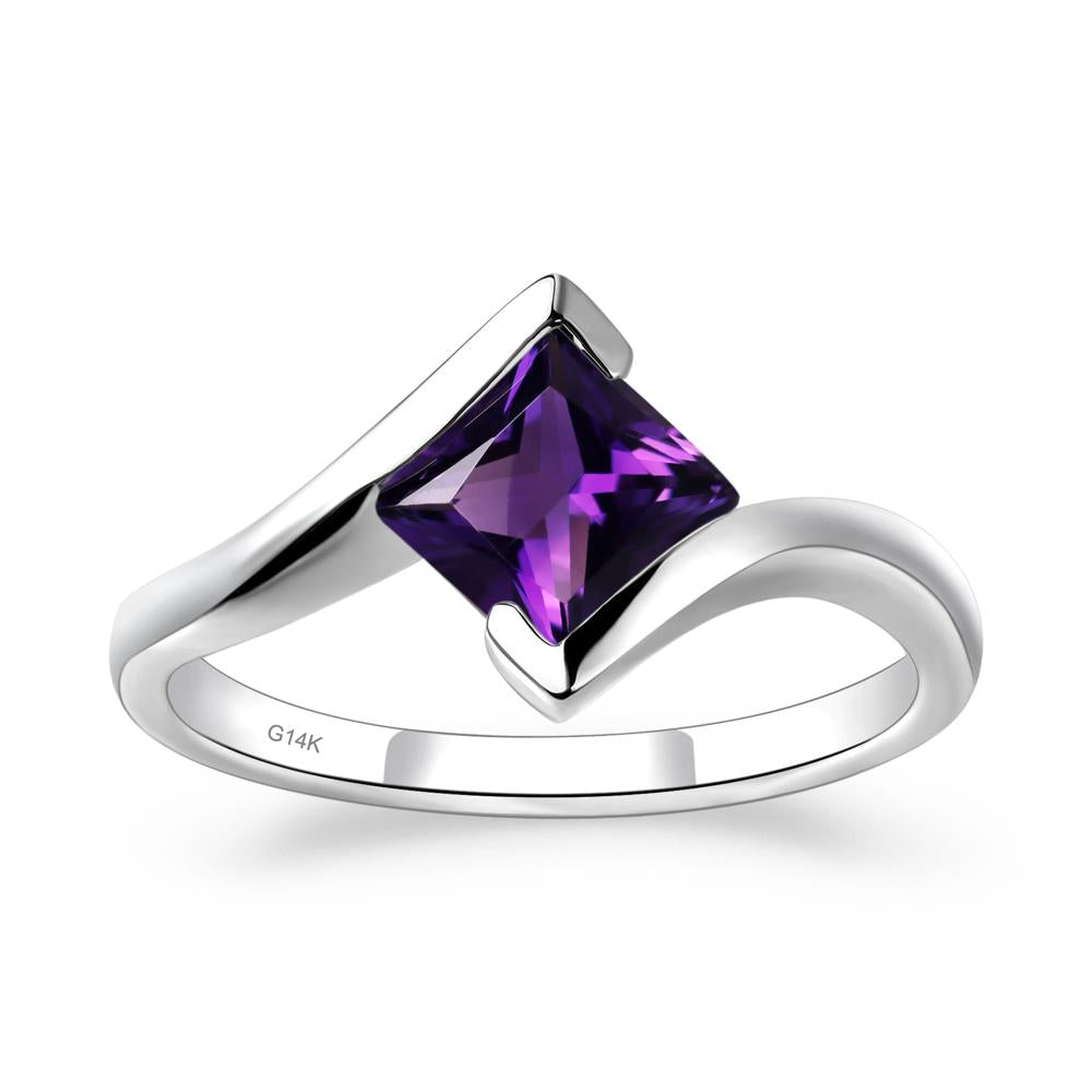 Amethyst Tension Setting Ring - LUO Jewelry #metal_14k white gold