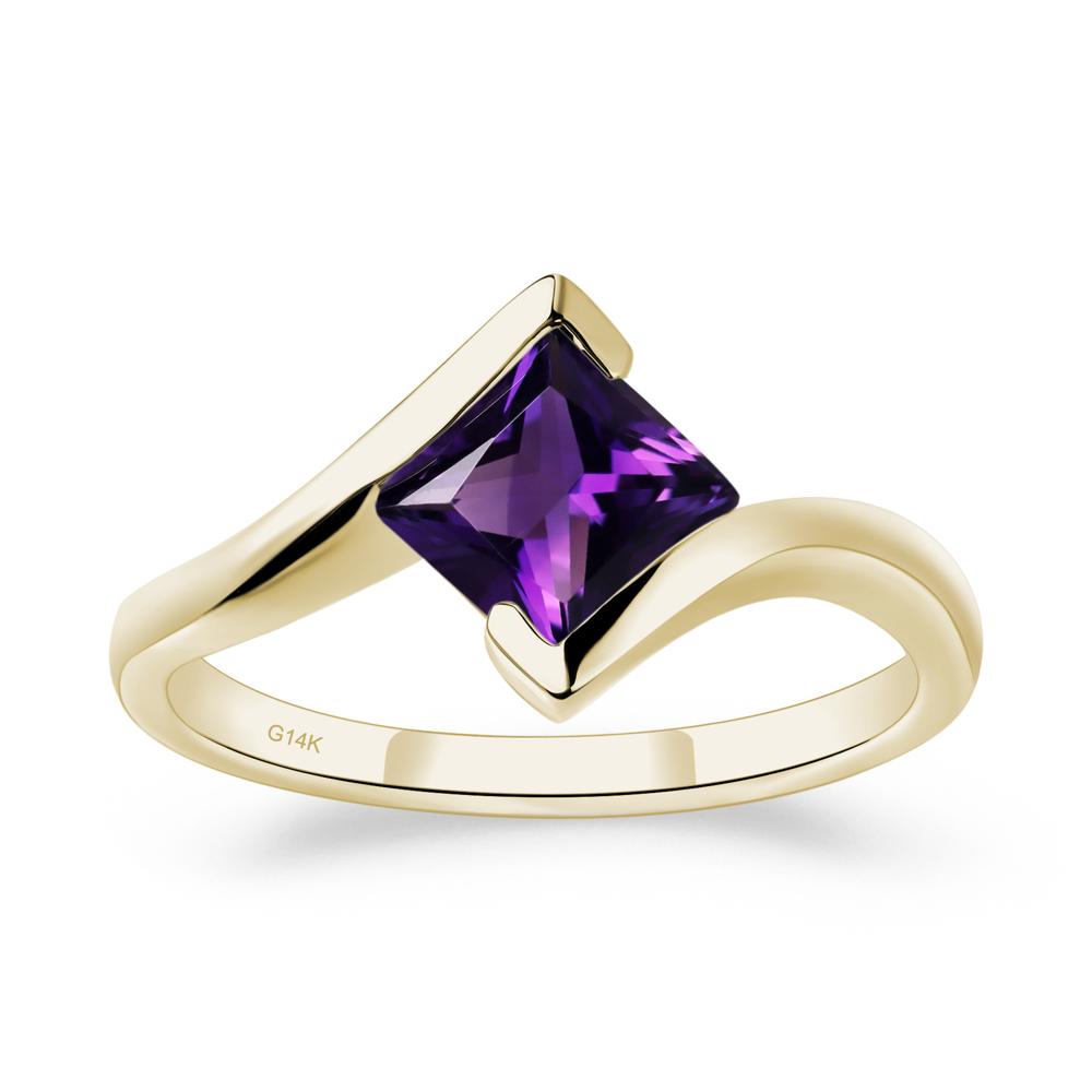 Amethyst Tension Setting Ring - LUO Jewelry #metal_14k yellow gold