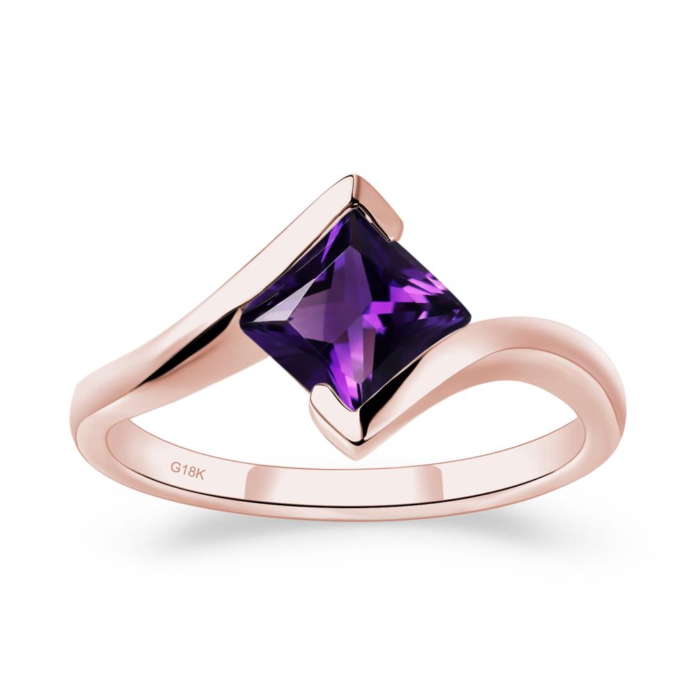 Amethyst Tension Setting Ring - LUO Jewelry #metal_18k rose gold