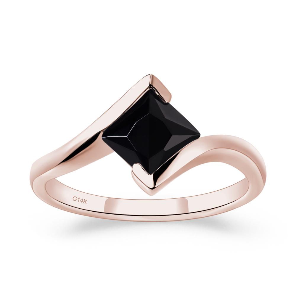 Black Spinel Tension Engagement Ring - LUO Jewelry #metal_14k rose gold