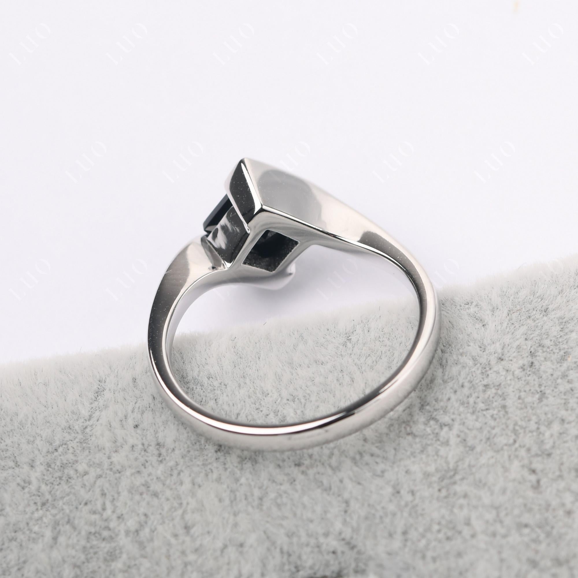 Black Spinel Tension Engagement Ring - LUO Jewelry