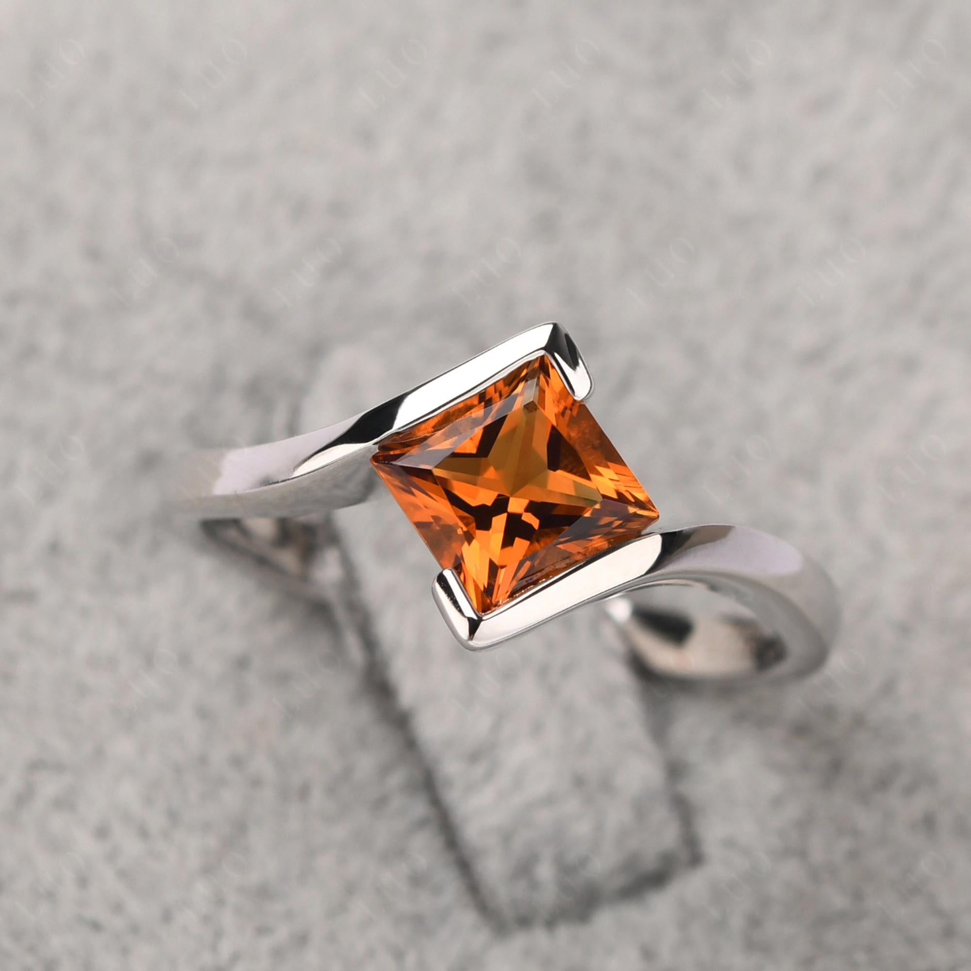 Princess Cut Citrine Bypass Ring - LUO Jewelry