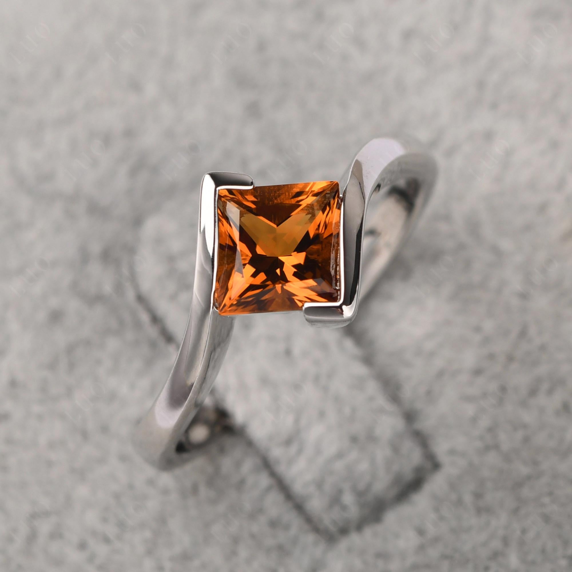 Princess Cut Citrine Bypass Ring - LUO Jewelry