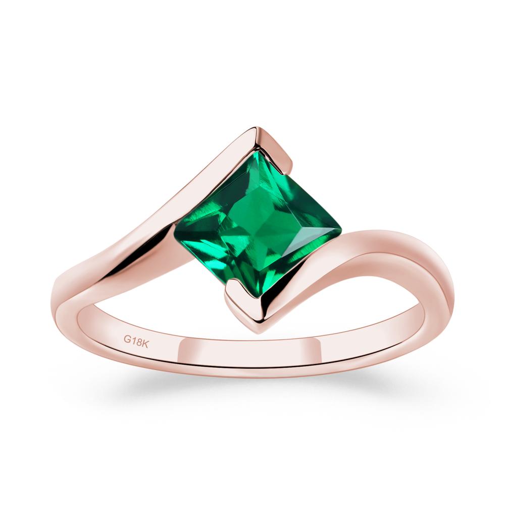 Emerald Tension Setting Ring - LUO Jewelry #metal_18k rose gold